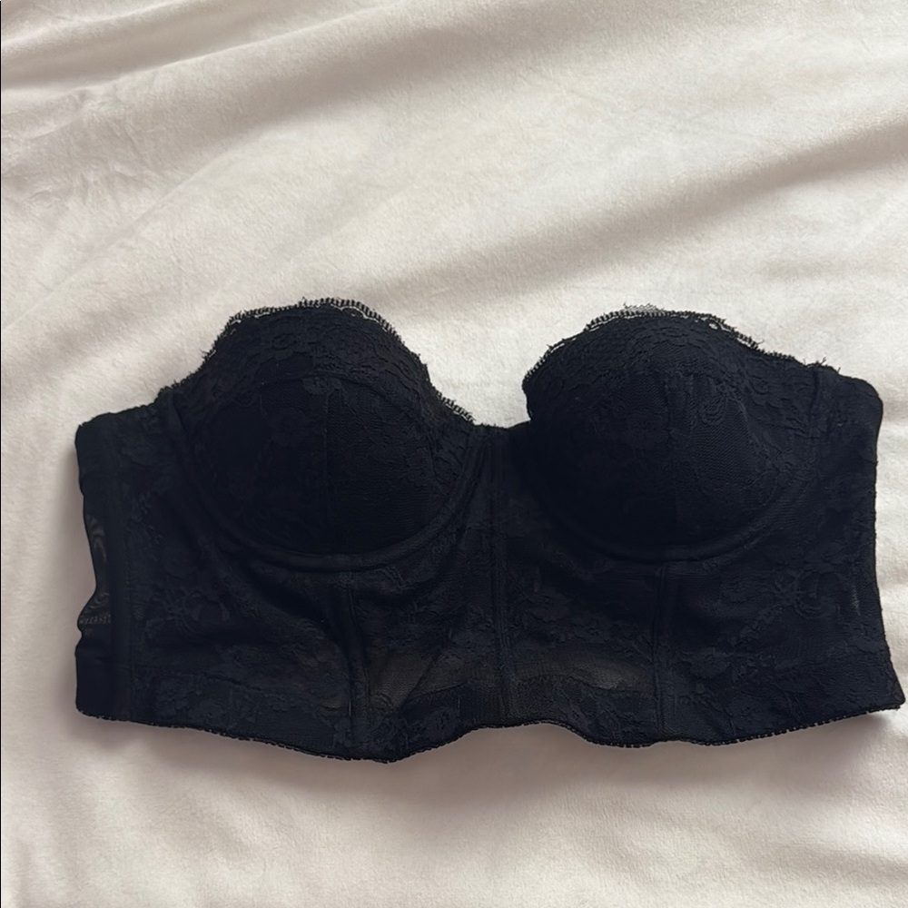 Black Lace Strapless Bra Corsette